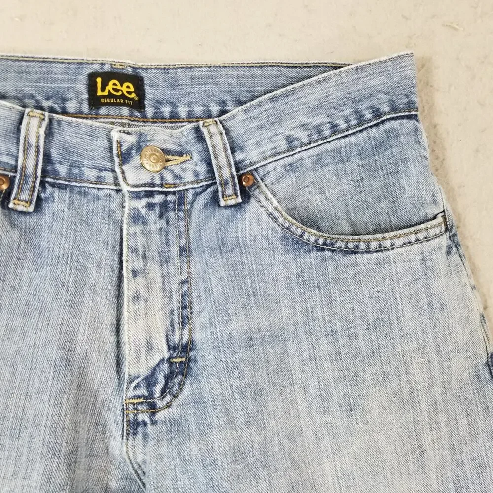 Lee jeans men's 30x26 regular fit‎ straight blue denim pants retro light wash